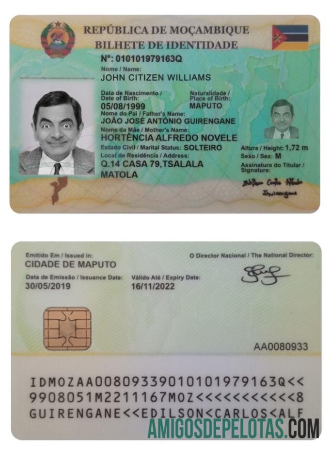 Mozambique ID exemplo